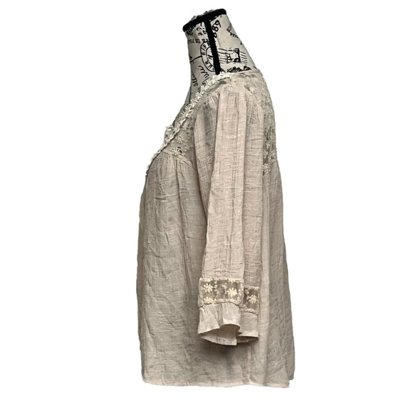 Jolt Ivory Lace Crochet Peasant Tunic Top M Boho Lagenlook Coastal Western - Picture 4 of 9